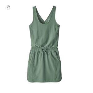 Patagonia Women's Pesto Green Fleetwith Tank Sleeveless Cross-Back Dress Sz M